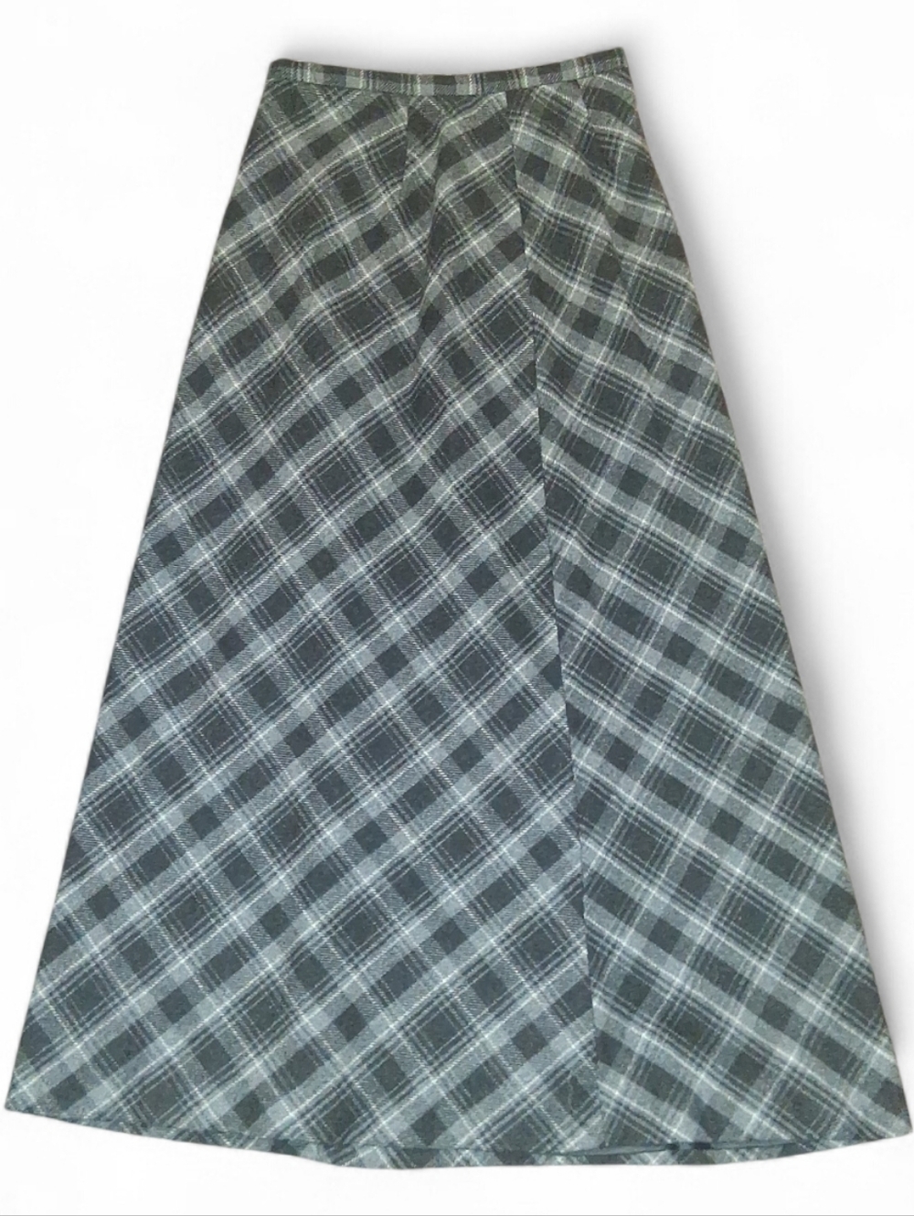 Women’s Wool  Eddie BauerA-Line Plaid Maxi Skirt in Black and Gray Size 4